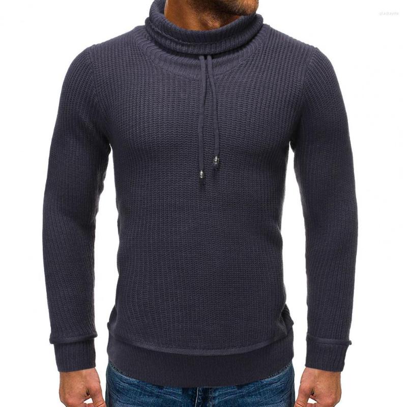 

Men's Sweaters Chic Men Winter Sweater Solid Color Basic Drawstring Spring Simple Style For Home Wear, Black