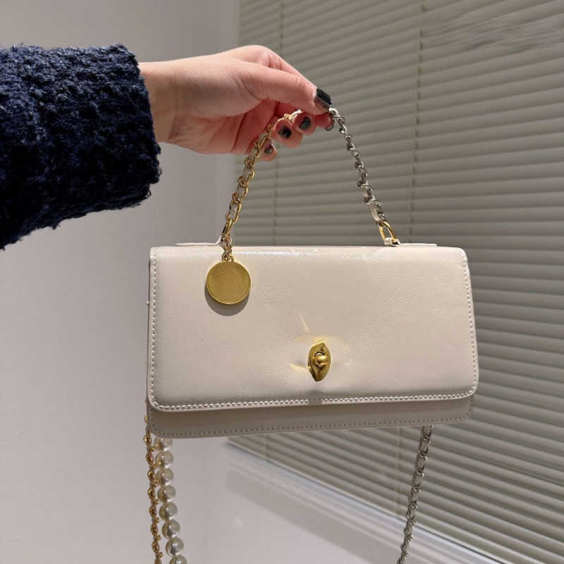 

Fashion designer luxury shoulder bag cowhide leather crossbody purse women tote bags handbag messenger pearl chain, Black