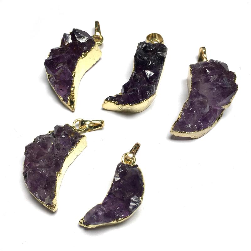 

Charms 1PC Natural Amethysts Pendant Crescent Moon Shape For Women Jewelry Gift 13x18-15x40mm