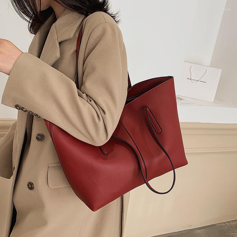 

Evening Bags 2023 Simple Designer Large Capacity Leather Tote Shoulder Bag Zipper Purses Women Satchel Handbag With Top-Handle Shopping, Black