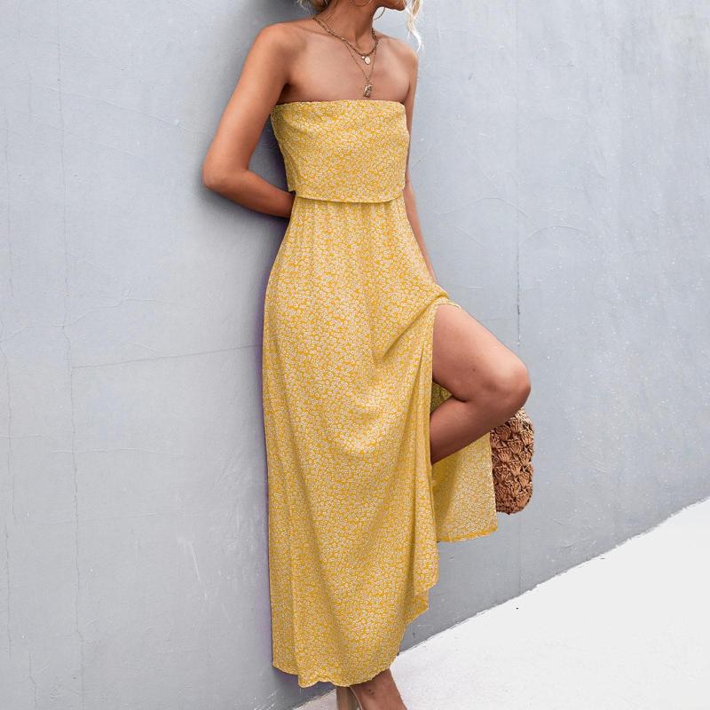 

Casual Dresses Women' Summer Dress Beach Floral Print Slit Loose Flowy Long, Blue