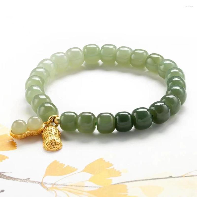 

Link Bracelets Natural Hetian Jade Buckle Bracelet Amulet Transfer Beads For Women Girls Girlfriends Jewelry Blessing Gifts