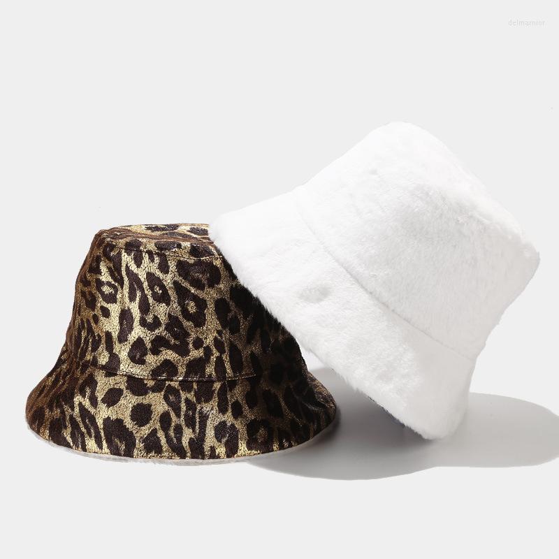 

Berets Women Double-sided Wearing Cap Bucket Hat Faux Fur Flat Sun Reversible Fisherman Winter Warm, Silver