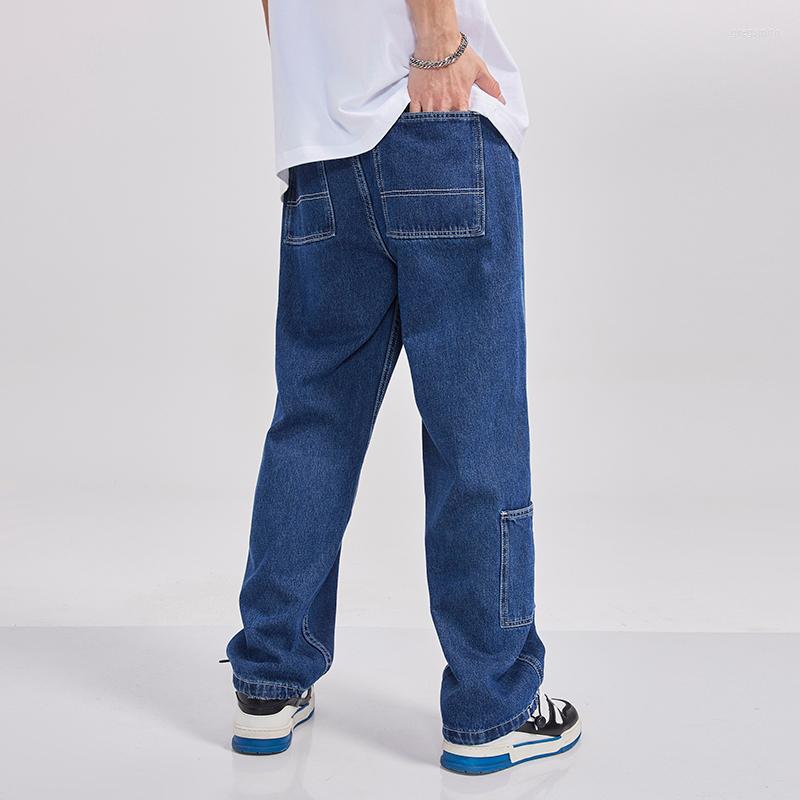 

Men's Jeans Baggy Men Loose Straight Cargo Pants 2023 Spring Autumn Fashion Vintage Blue Denim Trousers Traveling Casual Male Clothes, Black
