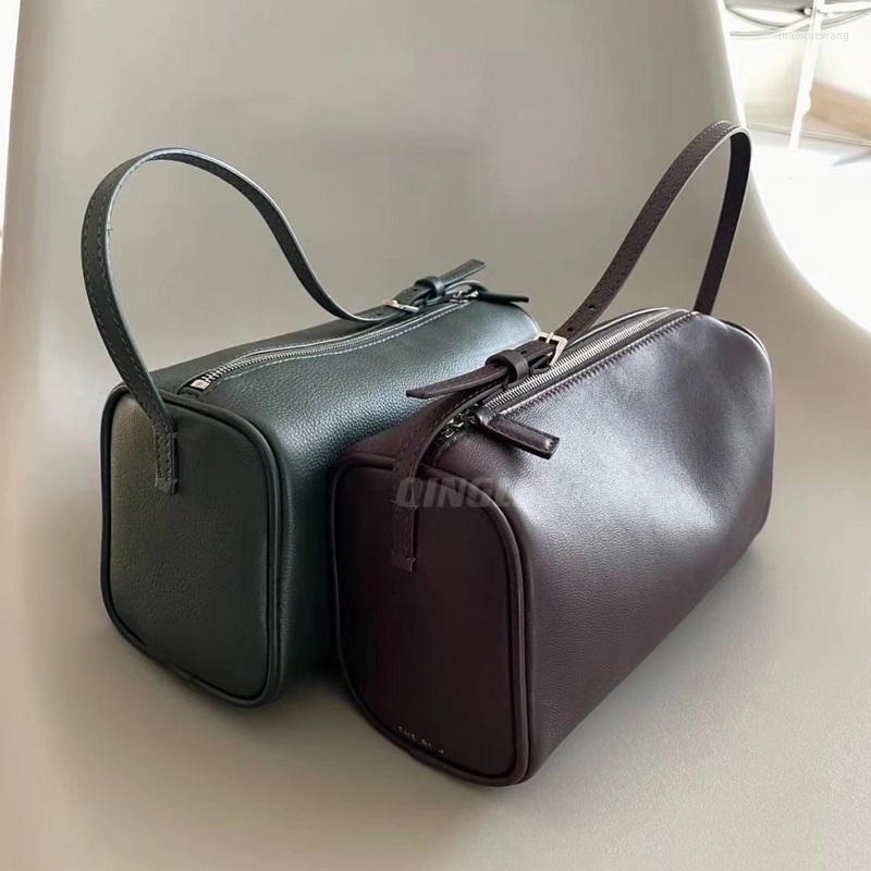 

Evening Bags Italian Design Ladies Mini Tote Hand Bag Sheepskin Leather Vintage Simple Pencil Chic Girls Daily Purses Clutch, Red