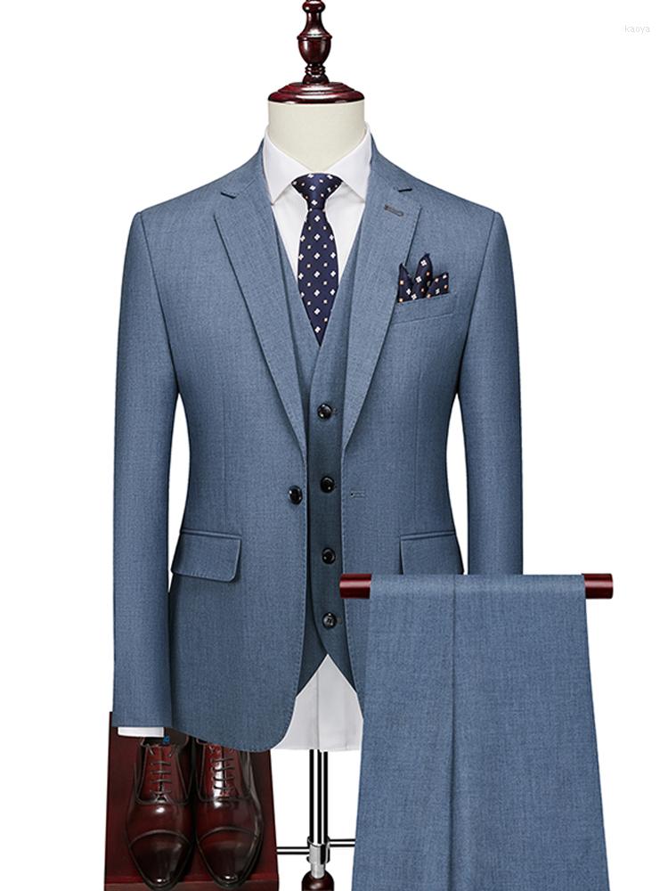 

Men's Suits Four Seasons Men's Suit Single-breasted Slim Fit Small Business Casual Wear Wedding Banquet Three-piece, Gray