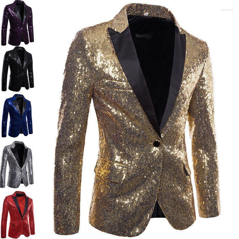

Men' Suits Formal Men Glitters Suit Jackets Sequins Party Button Dance Bling Coats Wedding Blazer Gentleman -2Xl, Black