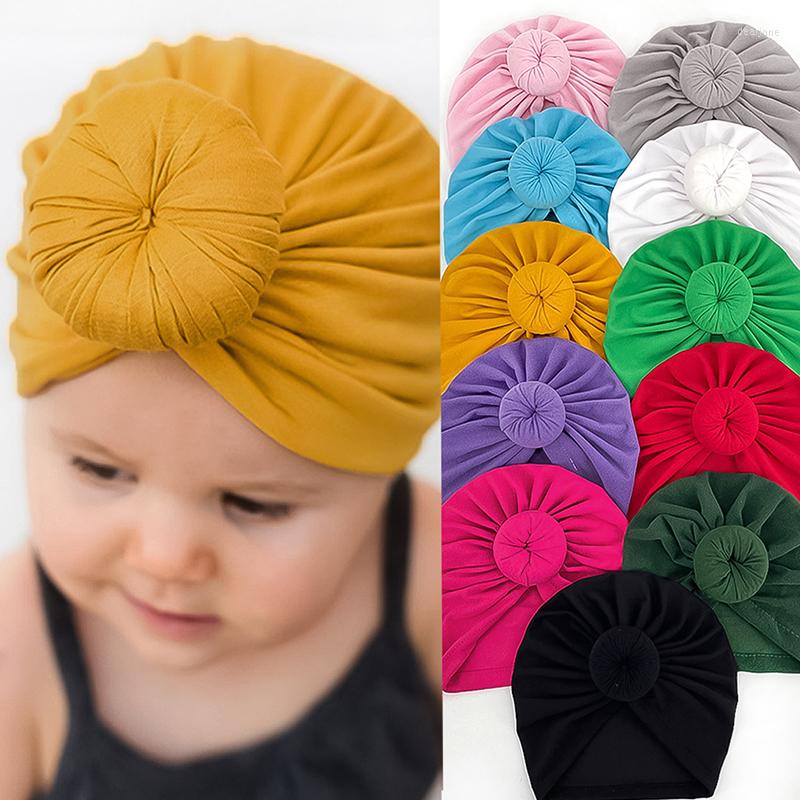 

Hats Solid Color Baby Hat For Girls Boys Born Turban Cotton Beanie Kids Hair Head Bonnet Accessories Headwrap