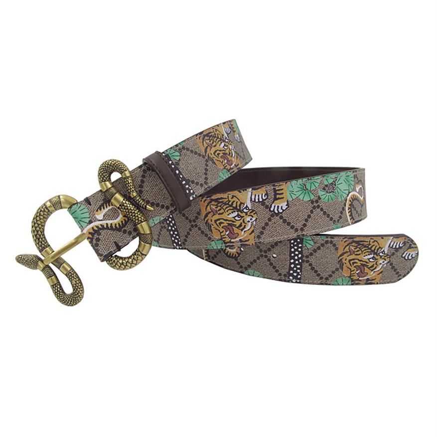 

Designer Belts Tiger Print Leather Snake Buckle Men Belt Fashion Jeans Causal Pants Business Men Belt233V, As picture