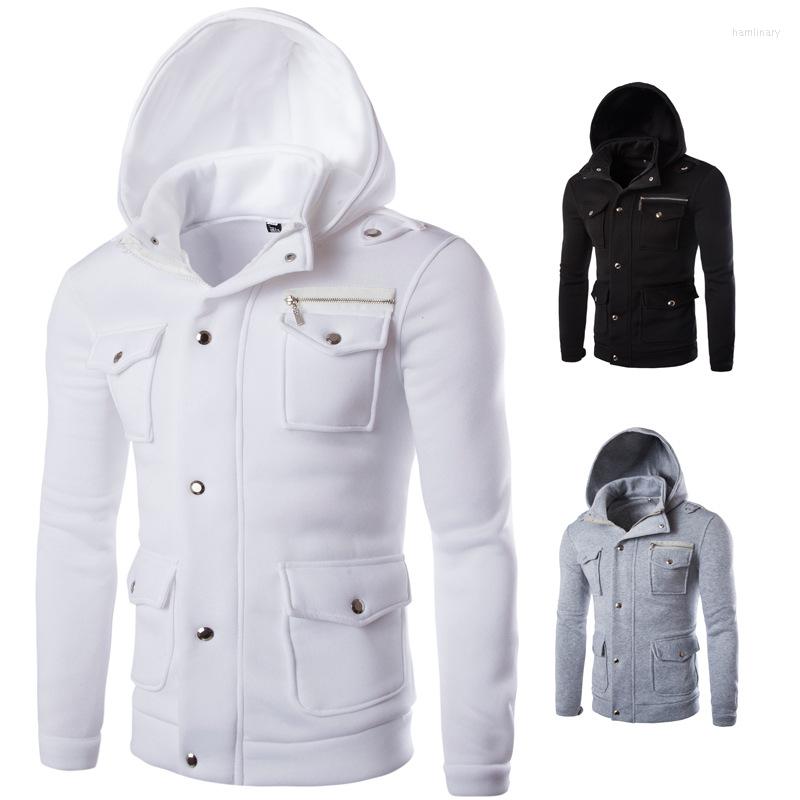 

Men's Hoodies S Selling Hoodie Autumn And Winter Wear Multi-pockets Hooded Design Casual Fashion W04, White