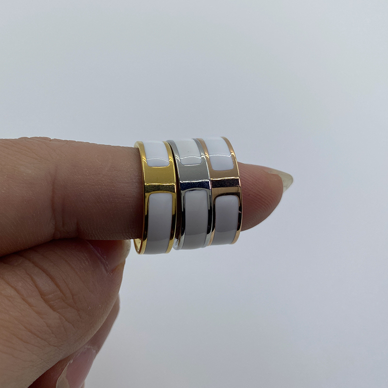 

High-end designer design ring H letter rings men women luxury brand enamel Bandrings GM titanium steel fashion ring party wedding accessories