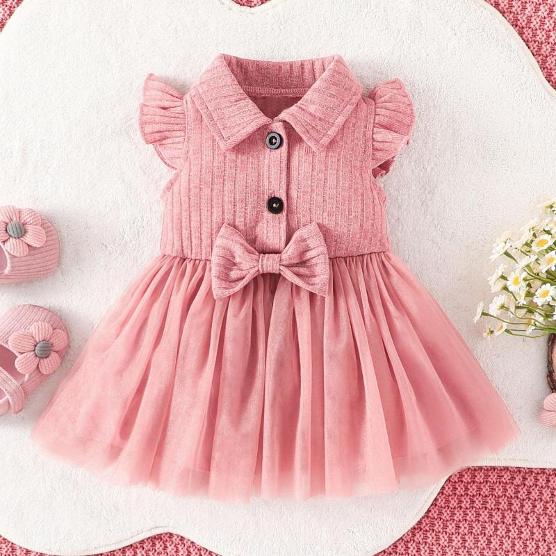 

Girl Dresses FOCUSNORM 0-24M Infant Baby Girls Princess Dress Solid Color Turn-Down Collar Sleeve Bow Layered Tulle Tutu, Picture shown