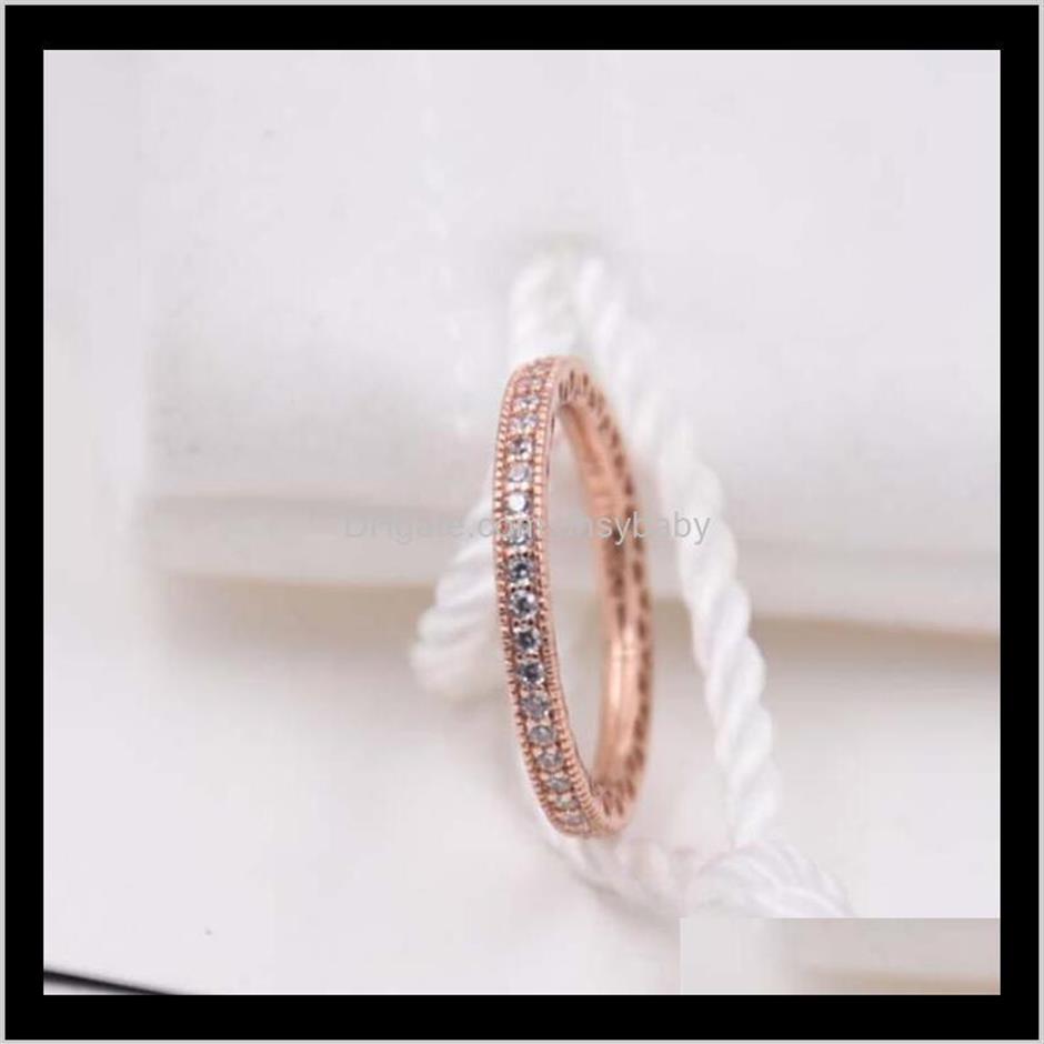 

Band Rings Drop Delivery 2021 Rose Gold Plated & 925 Sterling Sier Hearts Of European Pandora Style Jewelry Charm Ring Gift Ps0844188c