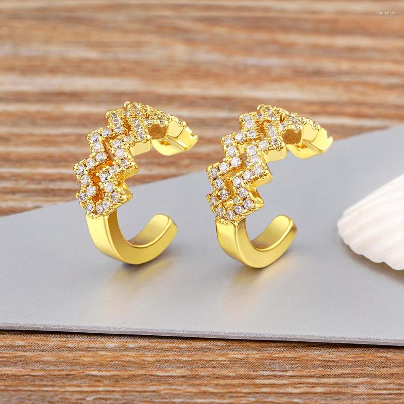 

Backs Earrings AIBEF Fashion Gold Color Ear Cuffs For Women Girls Cute Cubic Zirconia Jewelry Fake Piercing Clip