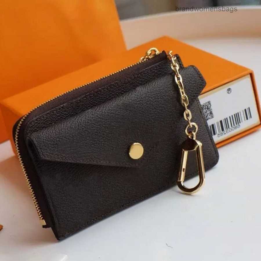 

designer bags Card Holder Women Genuine Leather Wallet Mini Zippy Organizer Wallet Coin Purse Bag Belt Charm Key Pouch Pochette Accessoires brandwomensbags, Borwn flower/ red