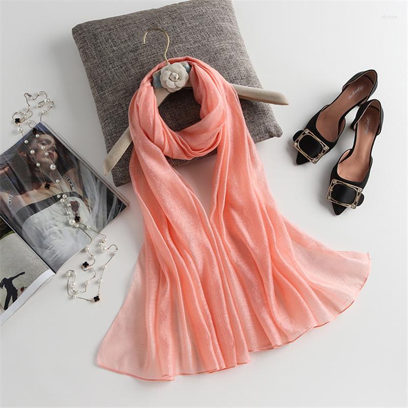 

Scarves Turban Temperament Pure Color Silky Scarf Female Four Seasons Commuter Shawl All-match Fashion Travel Beach Towel
