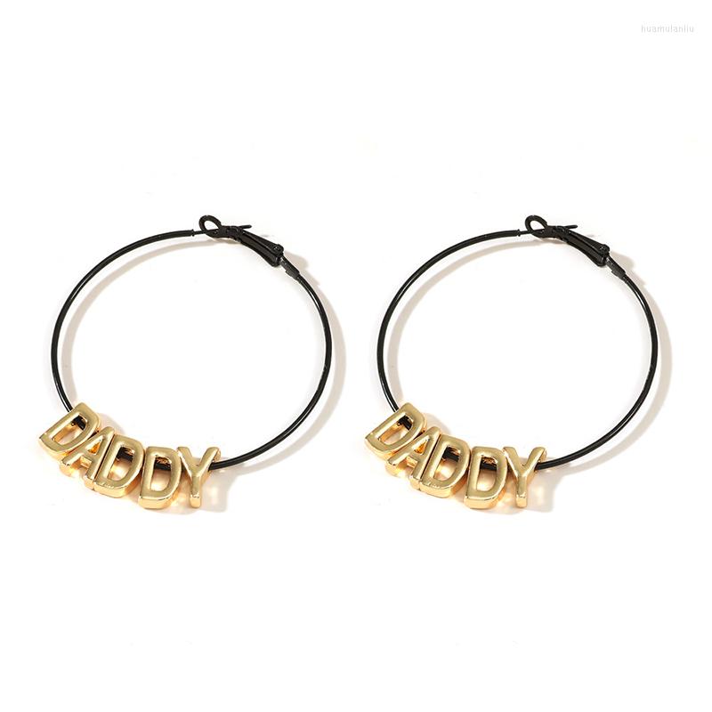 

Hoop Earrings Retro Letter Words Pendant For Women Exaggerated Metal Party Ear Rings Buckle Aesthetic Statement Jewelry