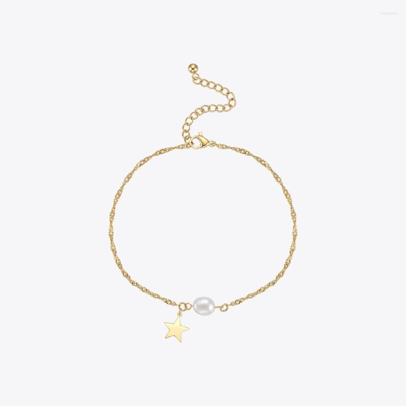 

Anklets ENFASHION Natural Pearl Star For Women Gold Color Fashion Jewelry Stainless Steel Anklet Bijoux Femme 2023 Party A215001