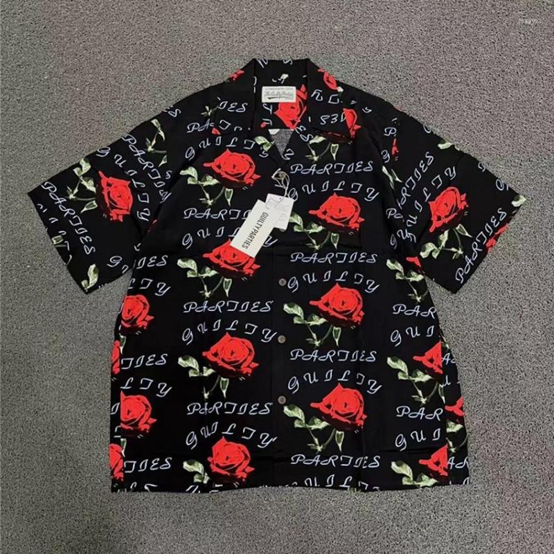 

Men's Casual Shirts Men Women Quality Hawaii T-shirt Top Tees Summer Style Flowers WACKO MARIA Shirt