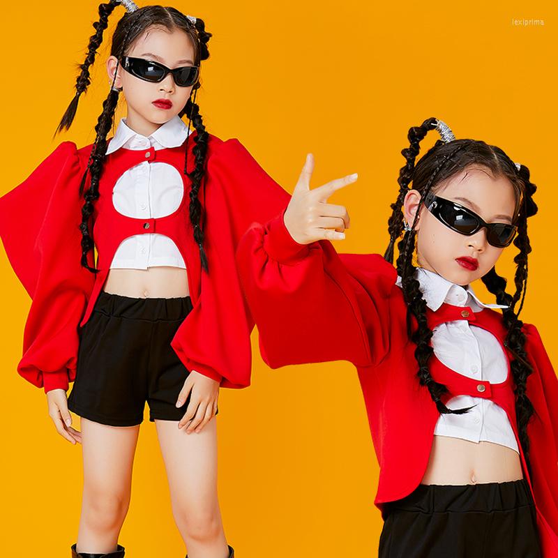

Stage Wear 2023 Jazz Dance Costumes Red Epaulettes Kpop Outfits For Girls Ballroom Hip Hop Performance DQS10797, Picture shown