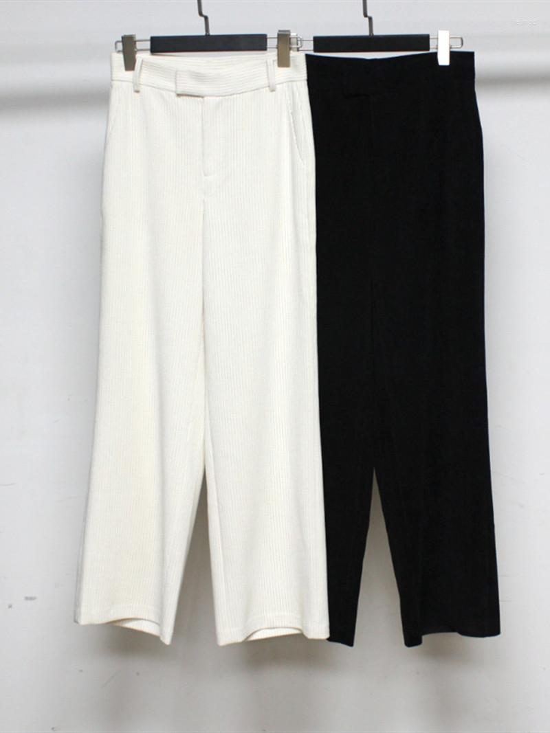 

Women' Pants 2023 Women' Classic Corduroy Long Early Autumn Loose Casual Female High Waist Straight Wide Leg Trousers, Black