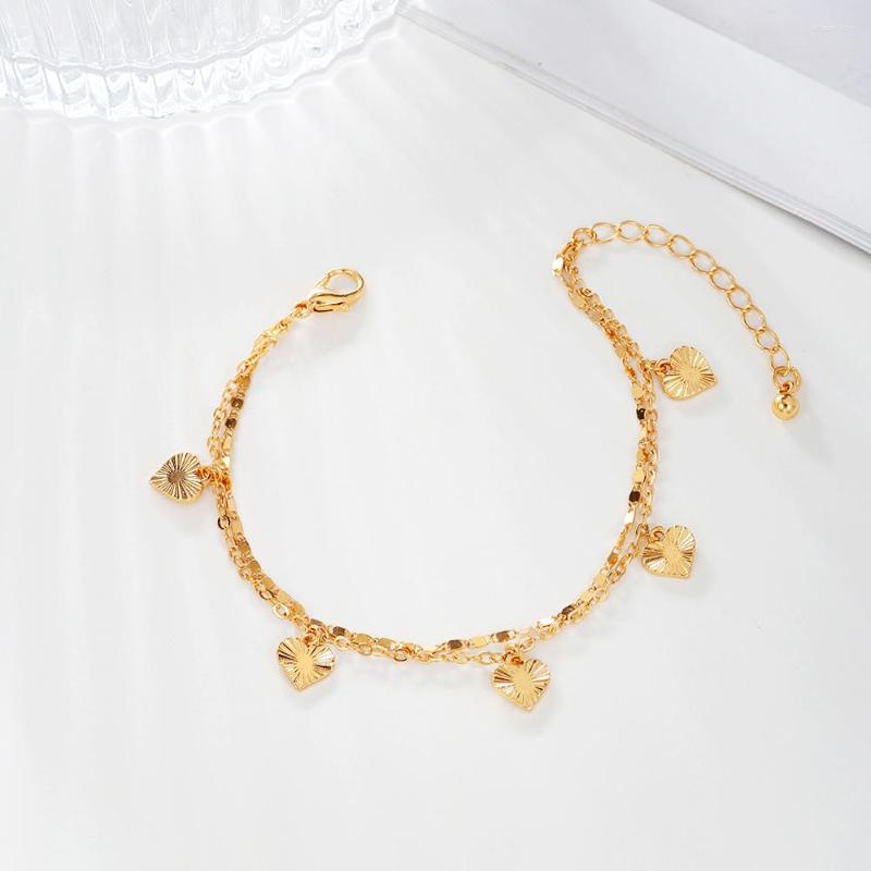 

Charm Bracelets 2023 In Ins Retro Simple Luxury Women's Fashion Exquisite Gold Color Love Flower Bracelet Jewelry