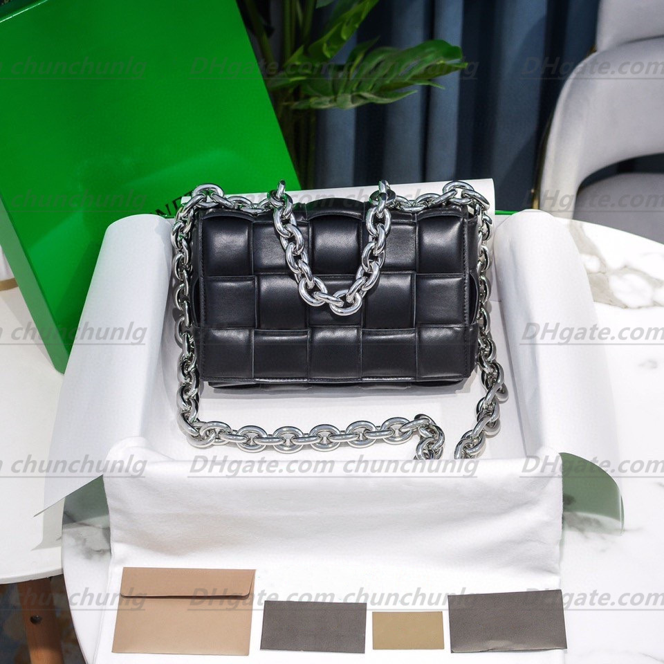 

High Quality Hand woven leather handbag chain totes Luxury designer Multi color selection Women's Handbags Shoulder bag cassette Crossbody purses, Silver