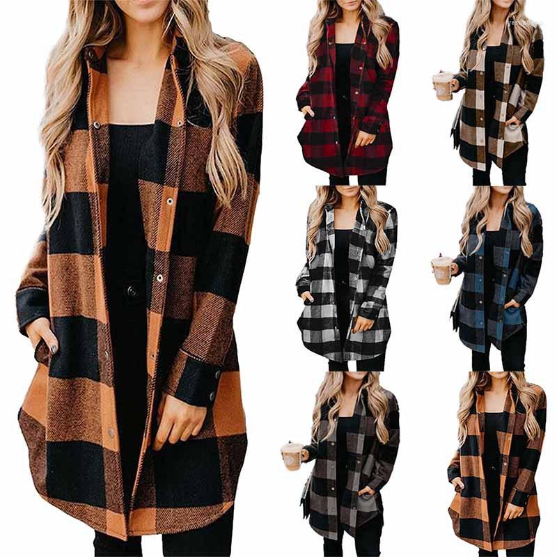 

Women' Jackets Plaid Shirts Women Top And Blouses Long Sleeve Oversized Cotton Ladies Casual Blusas Pocket Loose Female Checked Shirt, Black
