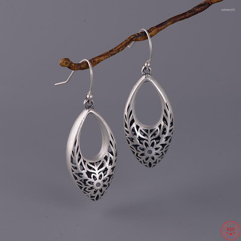 

Dangle Earrings S925 Sterling Silver 2023 Fashion Hollow Retro Leaky Flower Basket Ear Drop Pure Argentum Jewelry For Women Lover