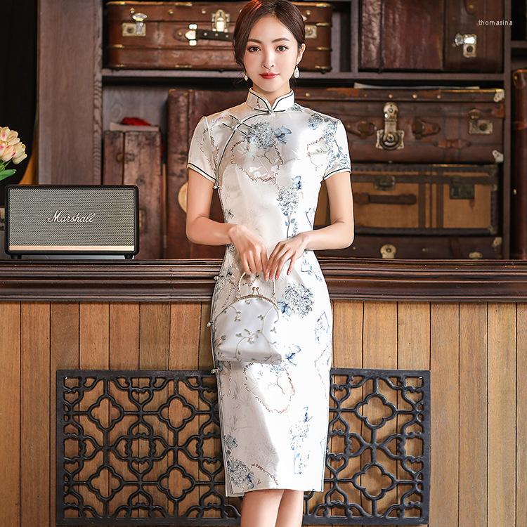 

Ethnic Clothing Spring And Summer Young Girl Small Retro Republic Of China Style Temperament Long Skirt Modified Cheongsam Dress