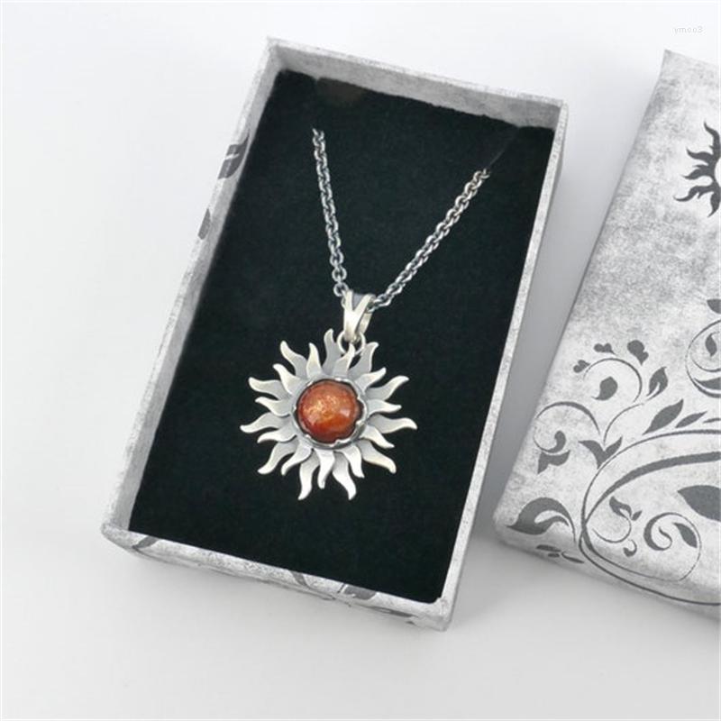 

Pendant Necklaces Hip Hop Trend Male Natural Stone Sun Ray Necklace Goth Punk Men's Anniversary Gift Jewelry Drop