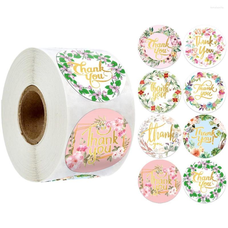

Jewelry Pouches Floral Gift Seals Label Thank You Sticker 500pcs/roll 1 Inch Scrapbooking Labels Cards Wedding Festival Box Decor