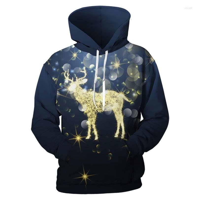 

Men' Hoodies Cloudstyle 3D Men Golden Christmas Deer Pullovers Long Sleeve Animal Custom Casual Shiny Polyester Breathable, 04