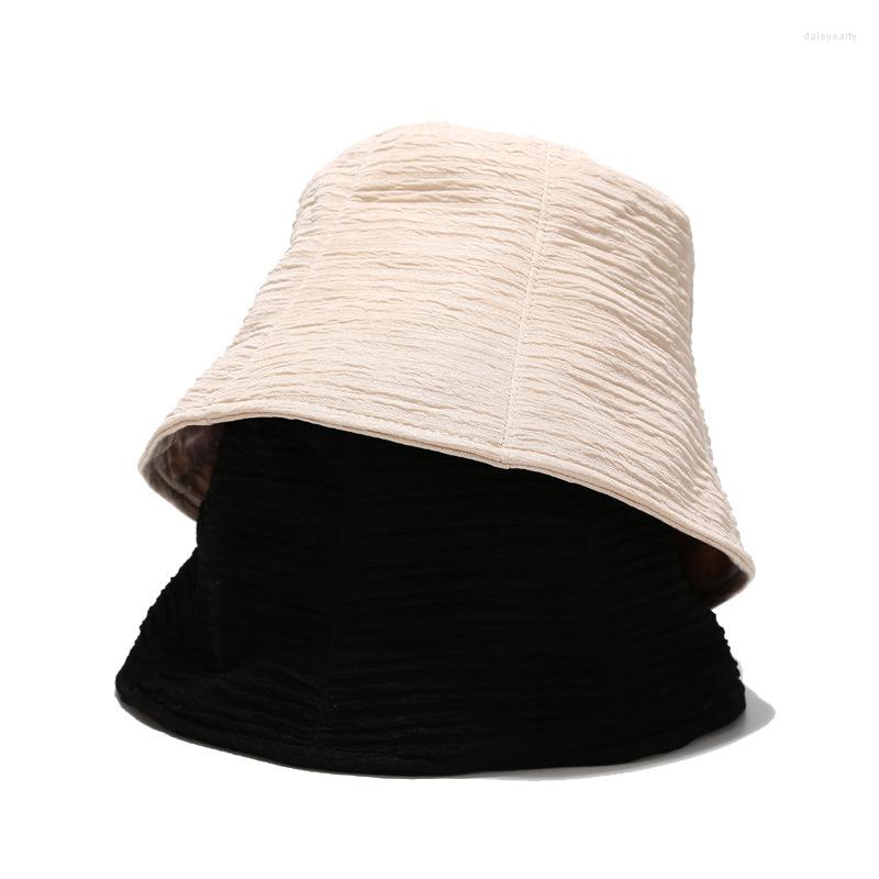 

Berets Female Chiffon Thin Style Bucket Hats Harajuku Hat Fishing Outdoor Panama Hip Hop Cap Summer For Fisherman Women, Black