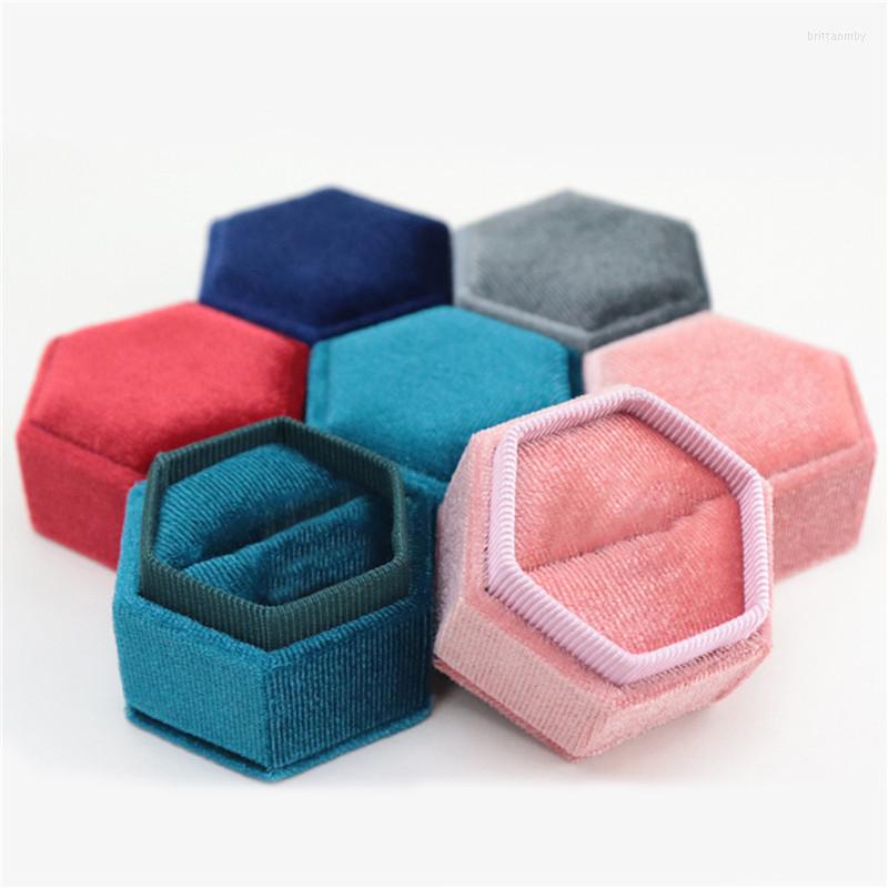 

Jewelry Pouches Vintage Velvet Ring Box Double Slots Wedding Supplies Storage With Detachable Lid 6 Colors