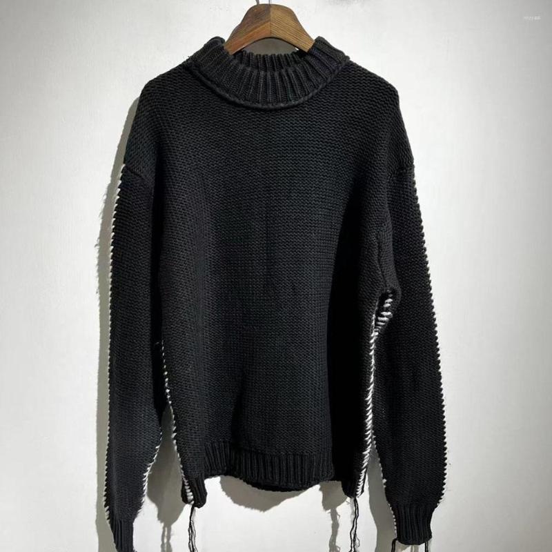 

Men' Sweaters 2023ss Fashion Black Warm Sweater Tassel Design Pullover Men And Women Sweatshirts Streetwear Clothing Clothes High Street
