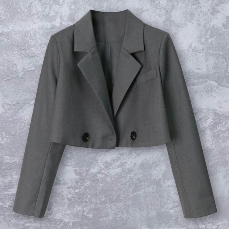 

Women' Suits Cropped Blazer Loose Fit Lightweight Anti-fade Buttons Placket Lapel Short Suit Jacket Workwear, Beige