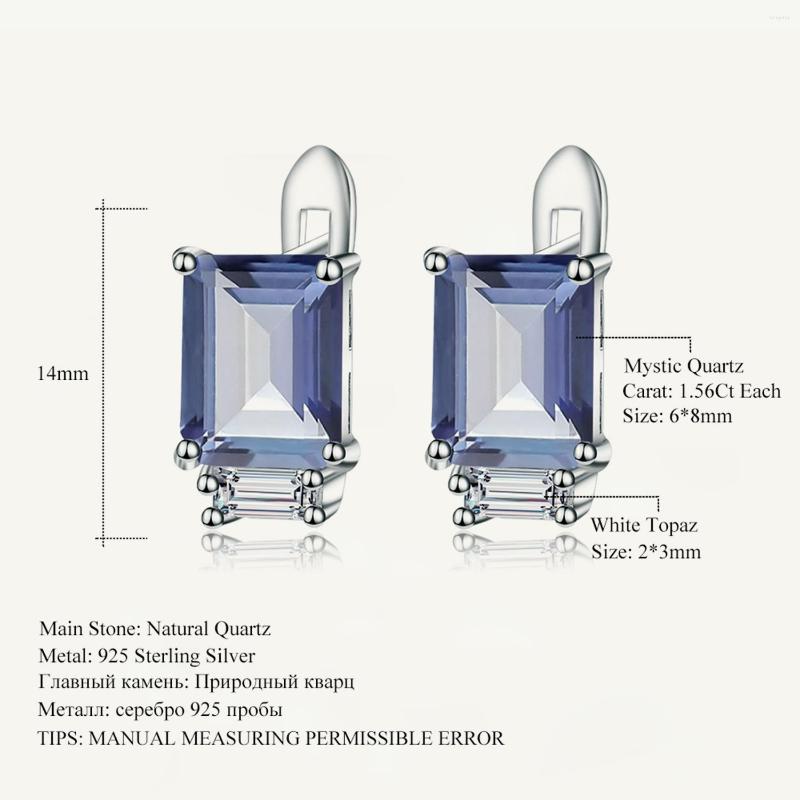 

Stud Earrings Gem's Ballet 925 Sterling Silver Simple Office 3.11Ct Natural Iolite Blue Mystic Quartz Fine Jewelry
