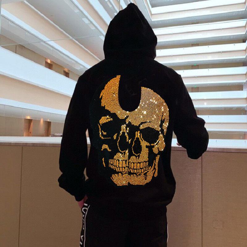 

Men's Hoodies Arrival Autumn And Winter Pure Cotton Hoodie Fleece Pullover Print Drill Skull Training Sweatshirt Loose Jacket, As shown asian size