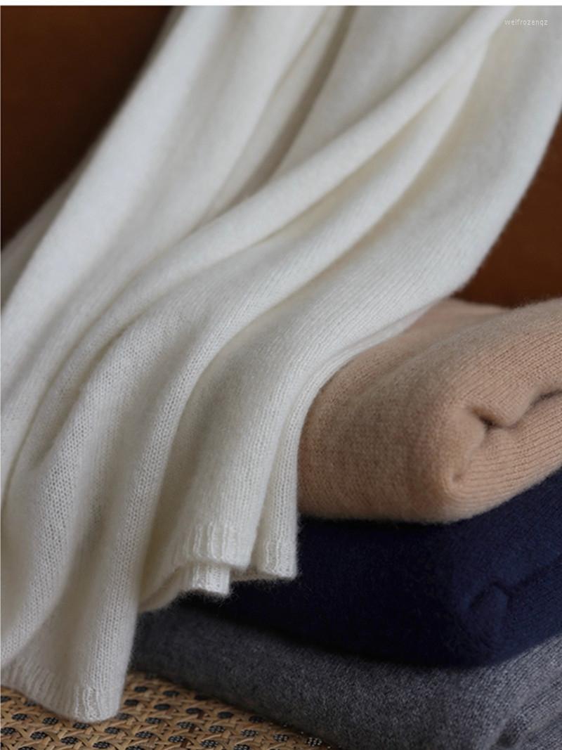 

Scarves Pure Cashmere Knitted Scarf Women Winter Shawl Wrap Men Solid Soft Plus Size Pashmina 168-75cm 190g