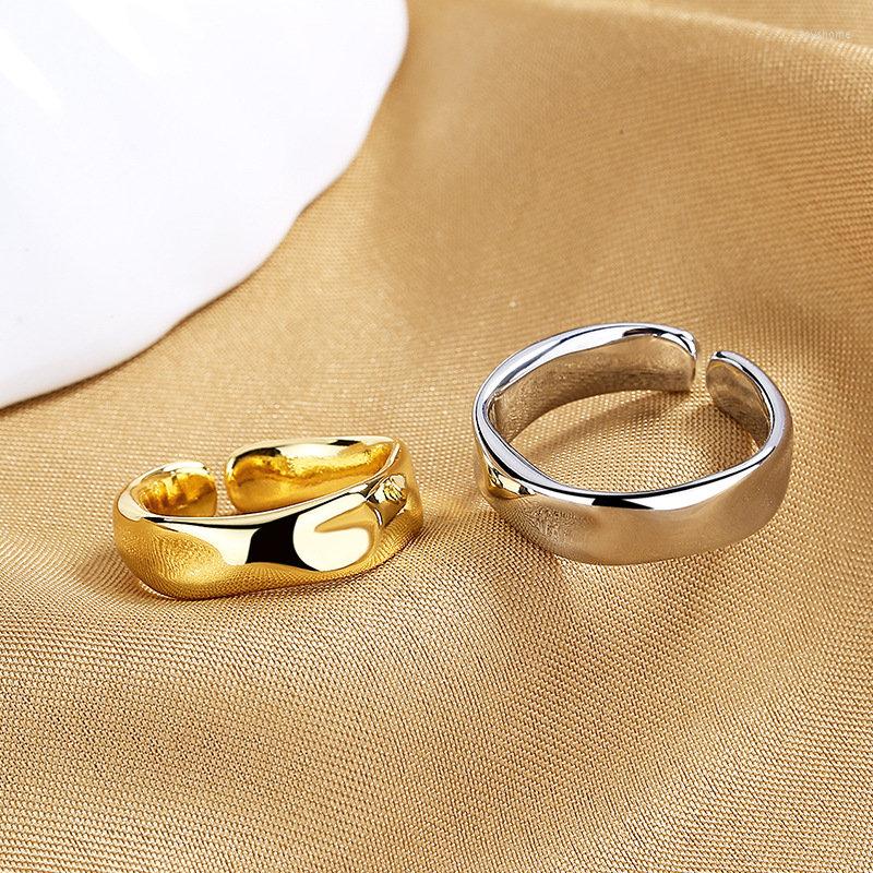 

Cluster Rings S925 Sterling Silver Ring Korean Luxury Smooth Irregular Open For Women Fashion Charm Wedding Gift Jewelry