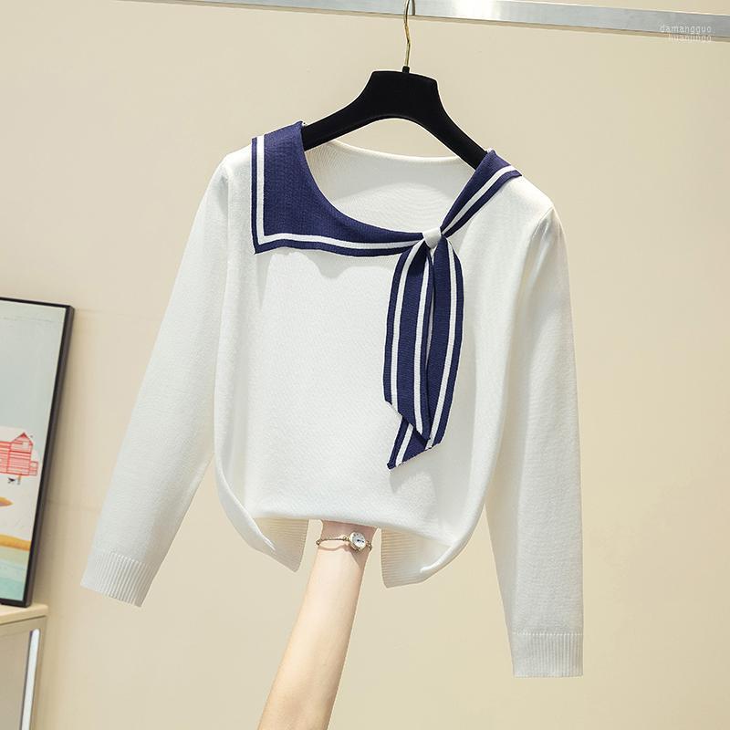 

Women's Sweaters Women's Pull Femme Navy Style Bow Sweater Women Autumn Casual Loose Tops Female Long Sleeve Knitted Pullovers 2023, Black