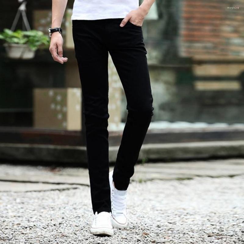 

Men's Jeans Pencil Zipper Denim Trousers Men Slim Fit Long, Black