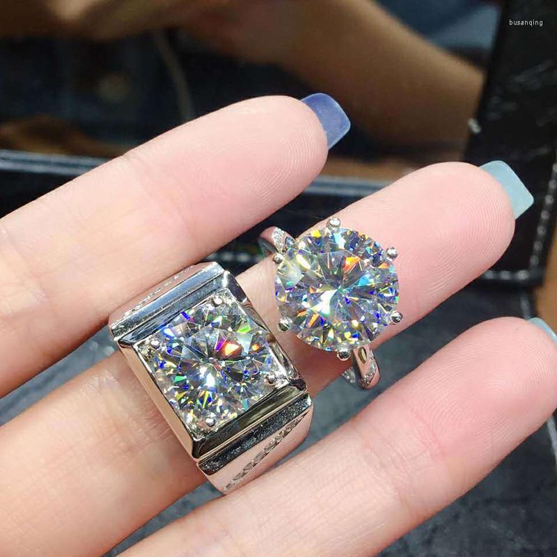 

Wedding Rings Huitan 2023 Lovers' For Women/Men Luxury Inlaid Big Cubic Zirconia Fashion Couple Silver Color Jewelry