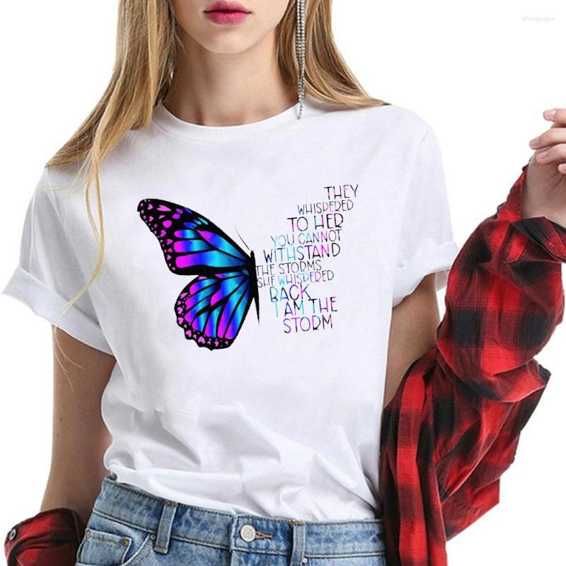 

Women' T Shirts They Whispered To Her Print Butterfly Funny Women Shirt Short Sleeve Crew Neck Summer Loose Tees Tops Aesthetic Woman, Gray