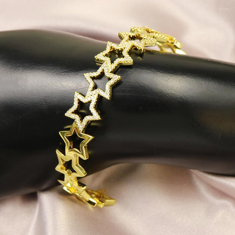 

Bangle 5Pcs Hollw Zircon Star Open Metal Bracelet Hollow Jewelry Women 8457