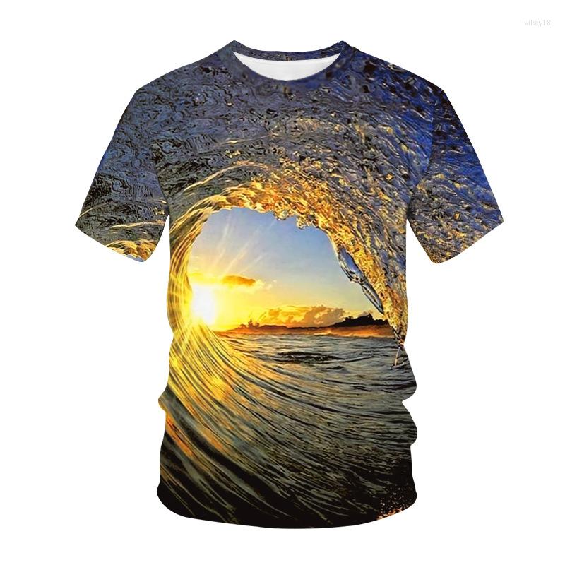 

Men's T Shirts Section Travel Beautiful Landscape Pattern Men And Women Campus Leisure Boys Girls Can Wear Couple Clothes Top, Fj01-a5