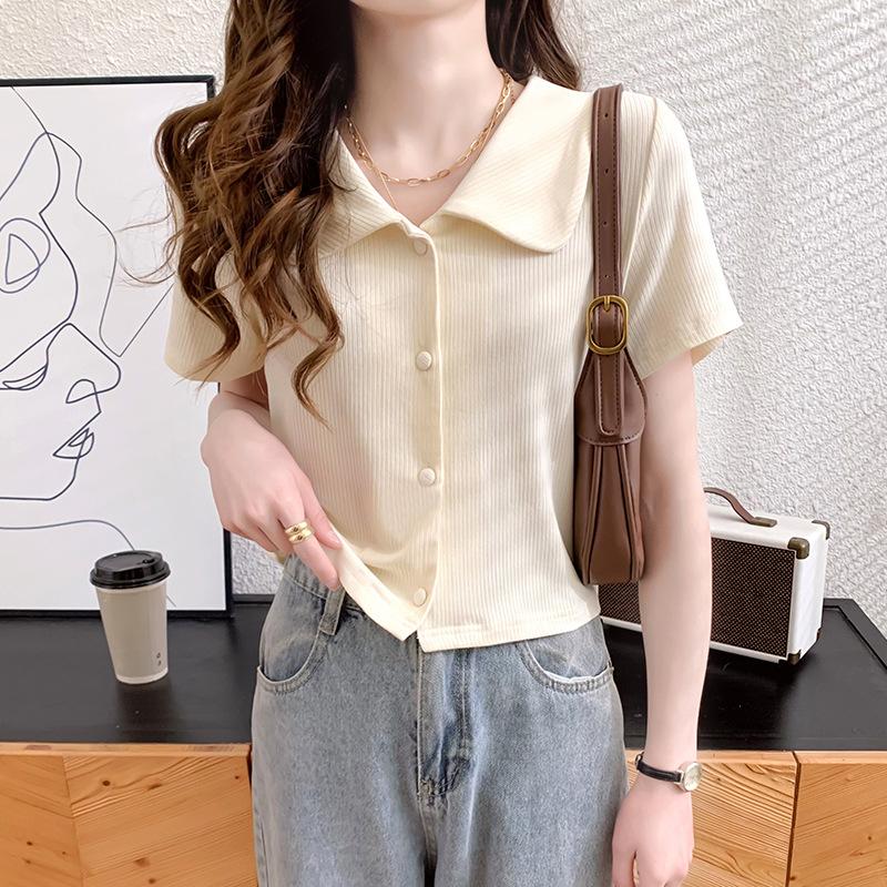 

Women' Polos Yasuk Summer Fashion Women' Casual Polo Shirts Pullover Cardigan Loose Tees Top Cute Office Lady Lapel Gentle Elegant, Blue