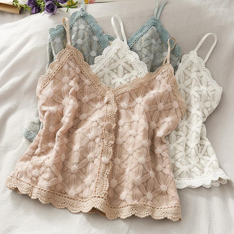 

Women's Tanks Womens V-neck Sleeveless Hollow Out Sexy Lace Vest Female Short Fairy Top, Pink