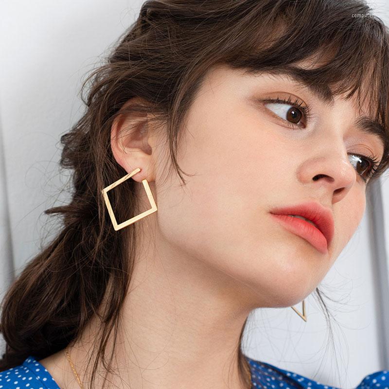 

Hoop Earrings XP Ladies 2023 Personality Square Metal Fashion Simple Geometric